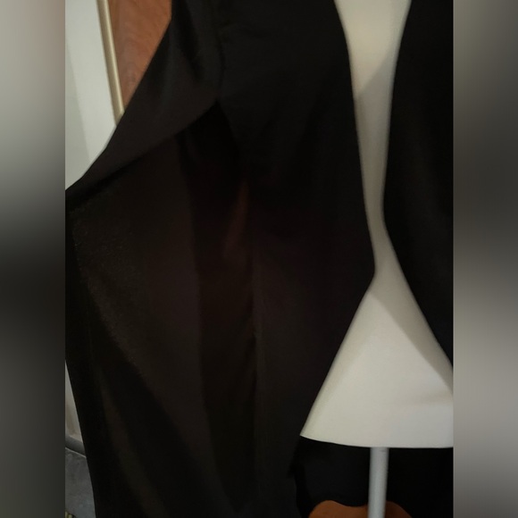 Women's Black Long Cape Cloak Open Slit Sleeve With Inner Vest Jacket - Picture 3 of 5